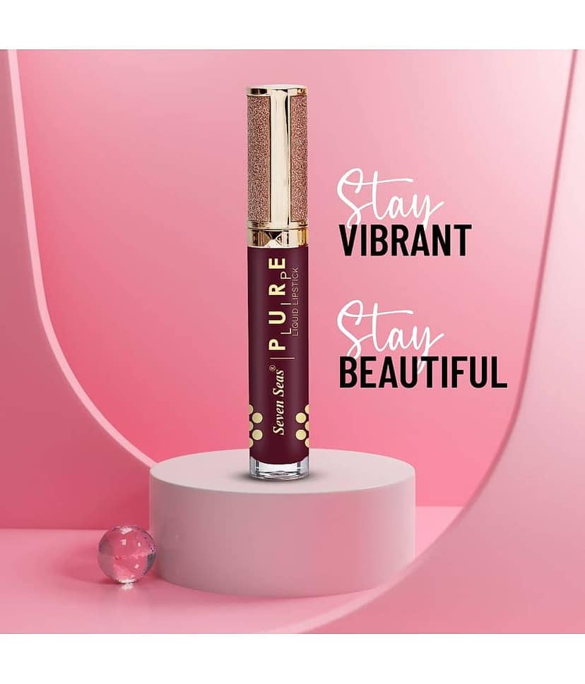 Seven Seas Pure Lip High Pigmented Smudgeproof Liquid Lipstick (Rose) view 2