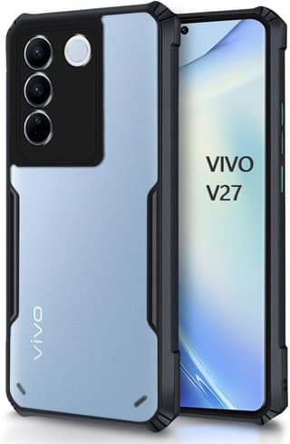 PLUGTECH Slim Shockproof Case | Matte Black Soft | Drop Protection | Precise Cutouts | Premium Mobile Cover for Vivo V27, Vivo V27 PRO