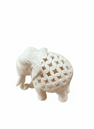 Intricately hand-carved Marble Elephant 3 Inches Home decor