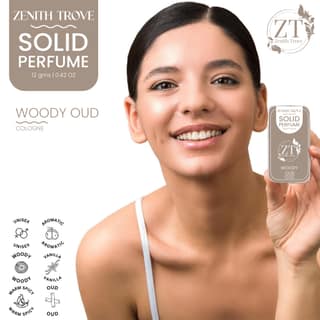 Zenith Trove Woody Oud Solid Perfume Wax for Men & Women | 12g Long Lasting Alcohol-Free Cologne | Bold Earthy Spicy Oud Fragrance | Travel Friendly Pocket Perfume | Natural Unisex Scent for Daily Use