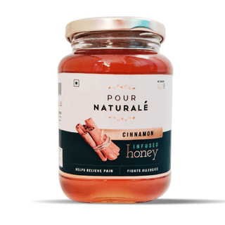 Pour Naturale Honey: Cinnamon Flavoured Honey| Pure Natural Honey Infused with Natural Cinnamon | Has Pain-relieving properties| Glass Jar (500gm)