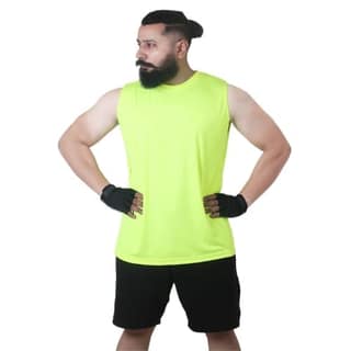 Men's Gym Sleeveless T-Shirt Neon Yellow - Drifit, Quick Dry Sports Tank Top, Sando Vest