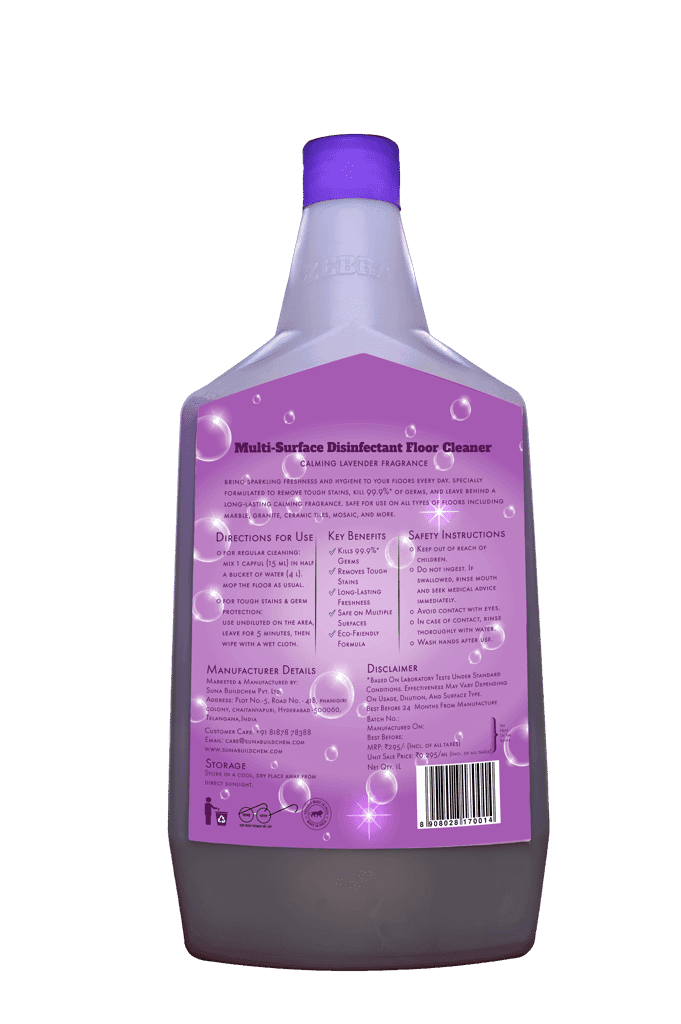 Suna Zebra Multi-Surface Disinfectant Floor Cleaner-Lavender Calm-Lavender Fragrance, 1L view 2