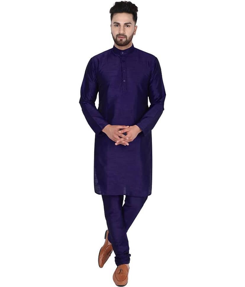 SKAVIJ Black Silk Blend Kurta Pyjama Set Pack of 2