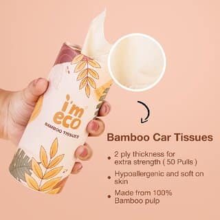 (Pack of 2 x 50 Pulls) IMECO Bamboo Facial Car Tissues 2 Ply, Soft & Eco-Friendly view 2