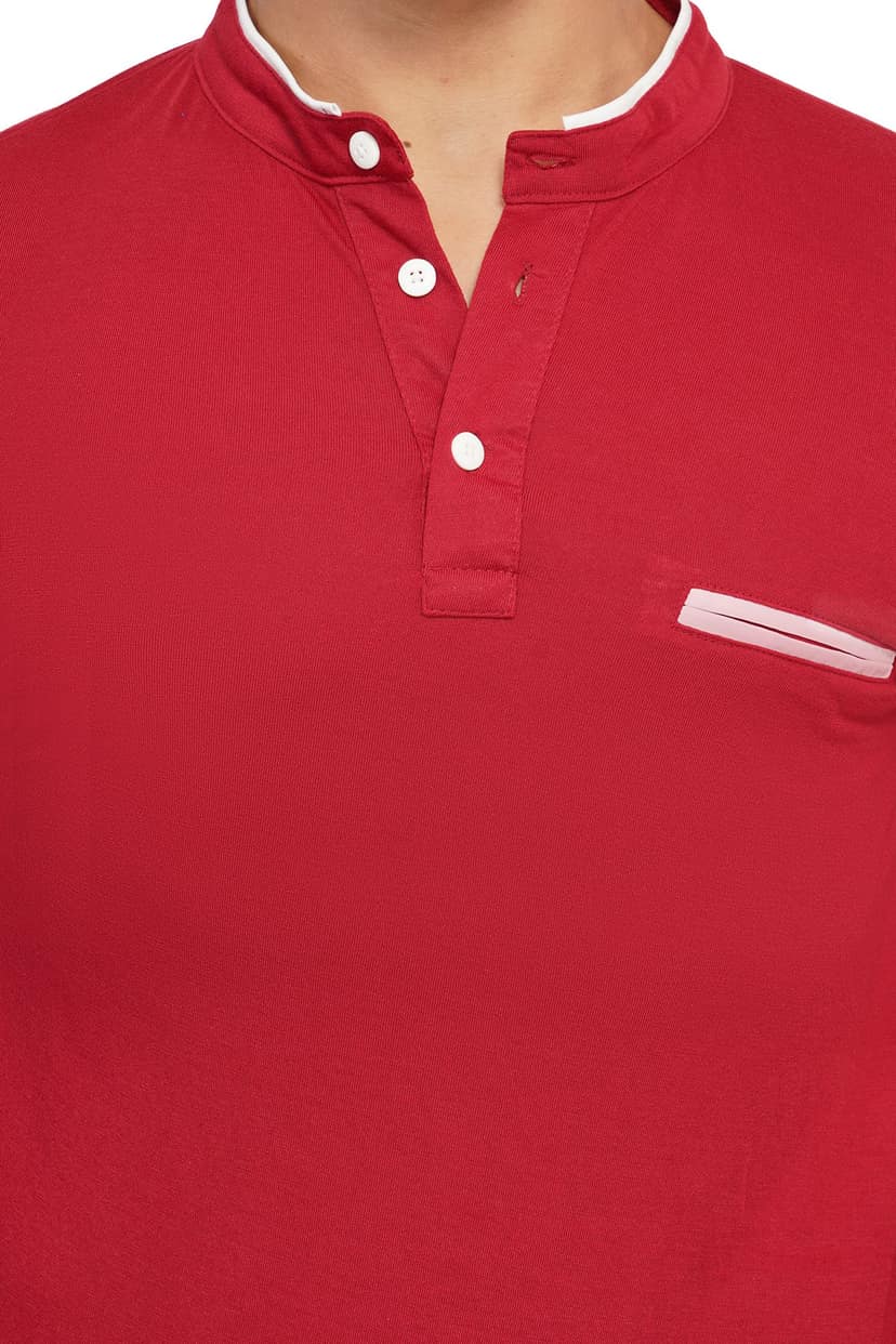 BASONTI Men Cotton Blend Round Collar Neck Full Sleeves Casual T Shirt view 4
