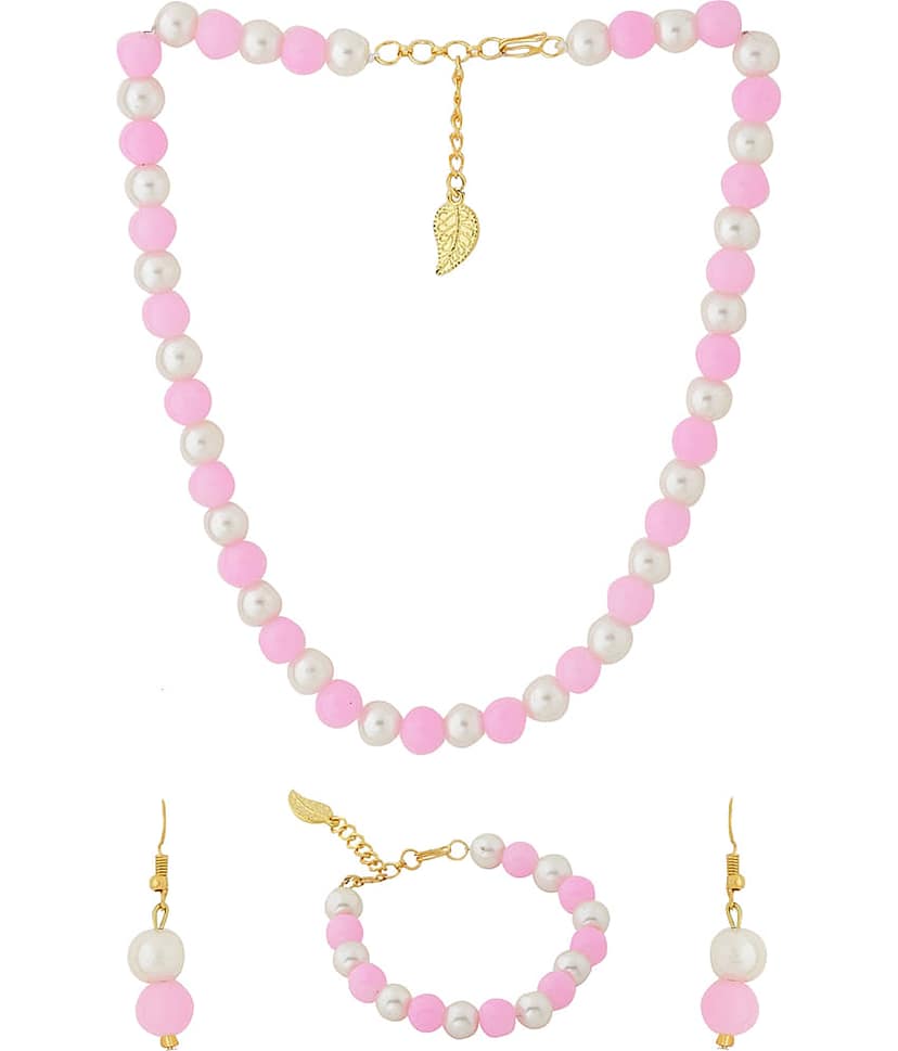 VIRAASI - Pink Alloy Necklace Set ( Pack of 1 )