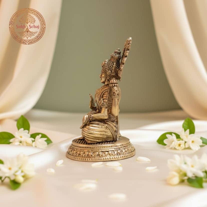 Sukh Sehaj Goddess Maha Lakshmi Murti| Laxmi Murti| Brass Murti | Handcrafted, Antique Finish, 2.7 Inch, for Home Temple, Decor, Pooja Ritual and Gifting view 4