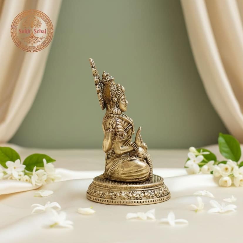 Sukh Sehaj Goddess Maha Lakshmi Murti| Laxmi Murti| Brass Murti | Handcrafted, Antique Finish, 2.7 Inch, for Home Temple, Decor, Pooja Ritual and Gifting view 6