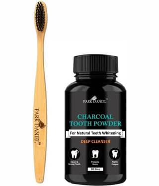 Park Daniel Toothbrush + Activated Charcoal Tooth Powder - Toothpaste 50 gm Pack of 2