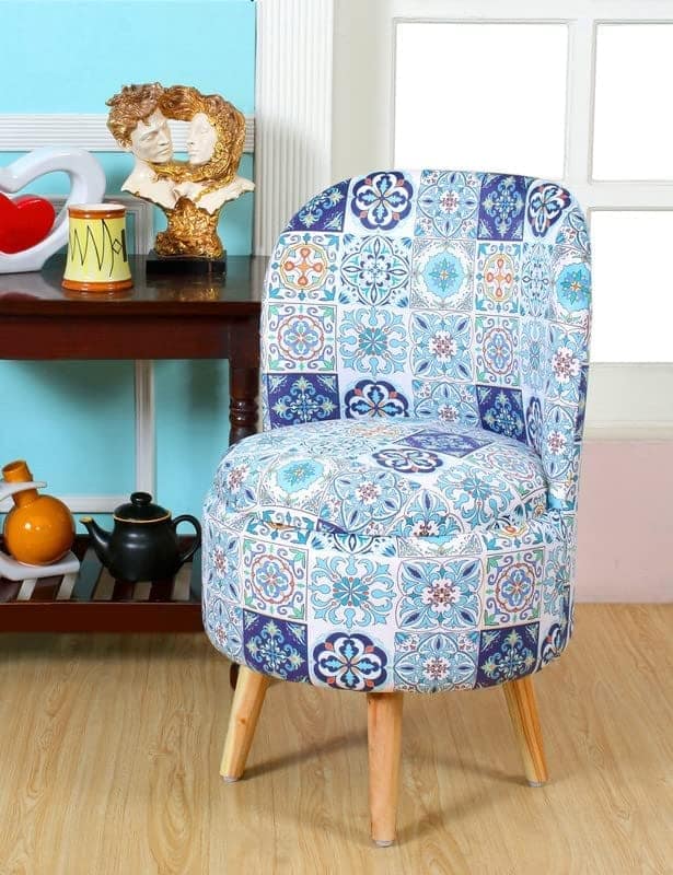 ShadowKart Ottoman Pouffes Sitting Mudda Puffy Stool for Living Room Dressing Table Pouf Round Footstool for Home Decor, Printed,18x18x32 Inch