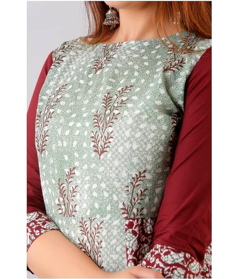 SAART BUNAAI - Multicolor Cotton Women's Front Slit Kurti ( Pack of 1 ) view 2