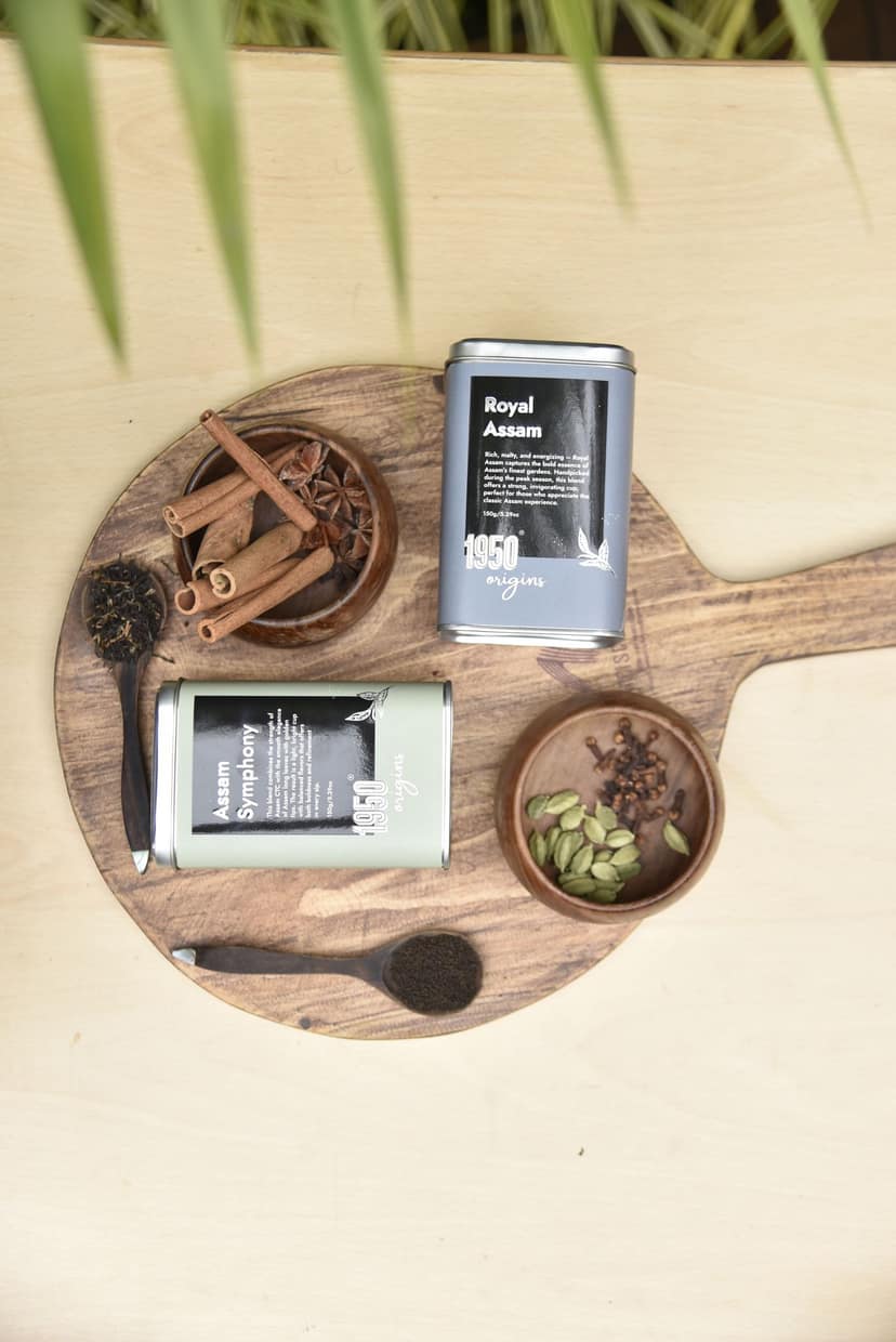 1950 Origins Combo Pack-Royal Assam&Assam Symphony|100% Natural Loose Leaf Tea|Assorted Black Tea Gift Pack – Premium Assam CTC & Long Leaf|Rich,Strong & Fresh|Kadak Chai|Tin Caddy, 150 gm X 2 view 4