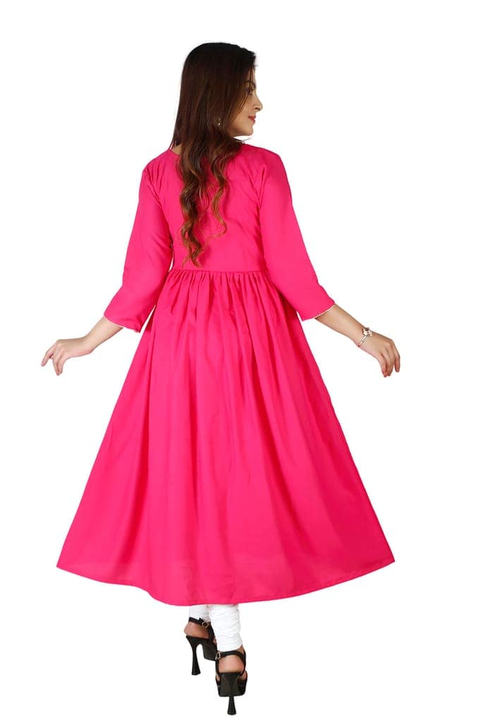 MAHIRA 'S COMFORT Maternity Gown: Stylish Rayon Feeding Kurti for Pregnancy and Breastfeeding (Medium, Pink) view 5