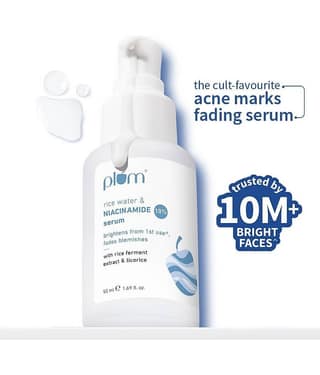 Plum Rice Water & 10% Niacinamide Face Serum |Brightens & Fades Blemishes | (50 ml)