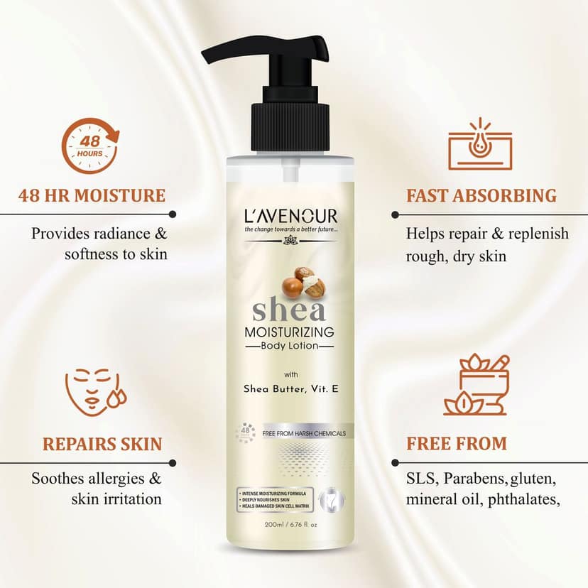 L'avenour Shea Butter Moisturizing Body Lotion For Men & Women, Reduce Dryness - 200ml view 4