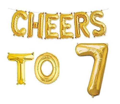 Partyzon Gold Cheers to Birthday Foil Balloon Combo Party Decoration for Anniversary Celebration 16 Inches