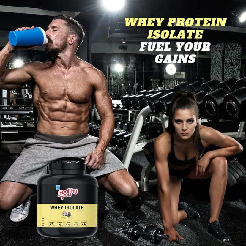 Healthy You Whey Isolate| 27g Protein, 5.7g Natural BCAA per 33g scoop| Lactose & Sugar-Free| Added Digestive Enzymes for Faster Absorption| Aids in Recovery & Builds Lean Muscles view 2