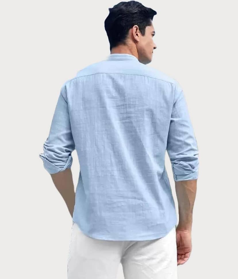 Life Roads Sky Blue Cotton Men's Shirt Style Kurta ( Pack of 1 ) view 2