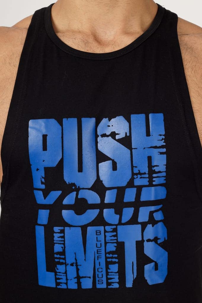 BLUEFICUS Men's Tank Tops Muscle Gym Bodybuilding Vest Fitness Workout Train Stringers Made by Pure Cotton Fabric (BLACK) view 2