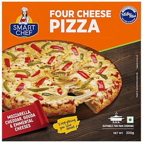 Milky Mist Four Cheese Pizza - Mozzarella, Cheddar, Gouda Cheeses, Great Taste & Flavour, 300 g