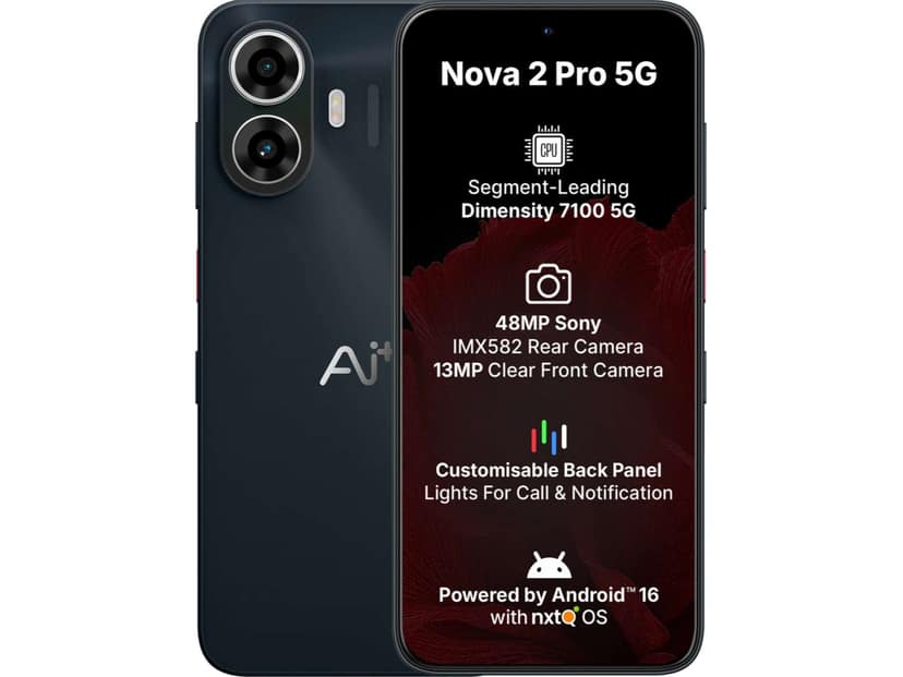 Ai+ Nova 2 Pro 5G Smartphone, 8GB RAM, 128GB Storage - Black