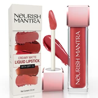 Nourish Mantras Masoom Pink Lipstick (3.5ml)/ Muted Magic Creamy Matte Liquid Lipstick with SPF/ Water Proof/ Smudge Proof/ Transfer Proof/ Long Lasting/ Suits All Skin Tones