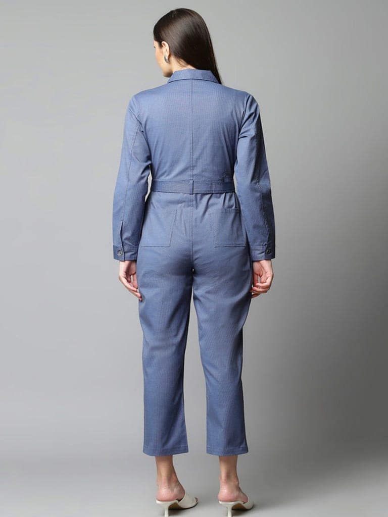 Blue Textured Jumpsuit view 5