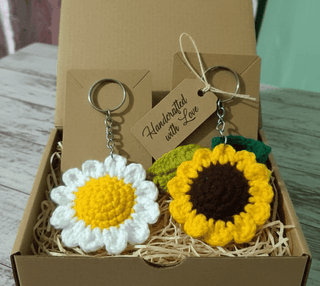 Handmade Crochet Sunflower Keychain