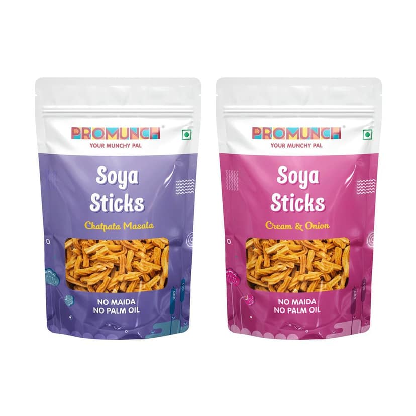 PROMUNCH Combo Pack - Soya Sticks (Chatpata Masala , Cream Onion) - 30g Each view 8