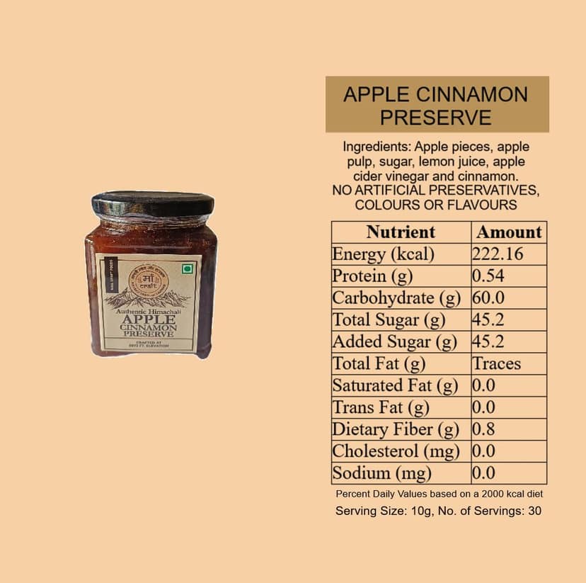 Maa Craft Apple Cinnamon Preserve | Himachali Apple Jam with Cinnamon | Handmade Fruit Preserve | Himalayan Crafted | Sweet & Spiced Spread | No Artificial Flavours | 300g view 4