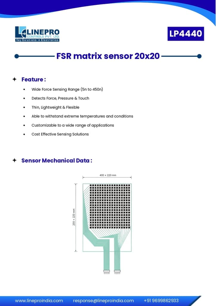 FSR Matrix Sensor (20 × 20) – Force Sensitive Resistor Array | LP4440 view 7