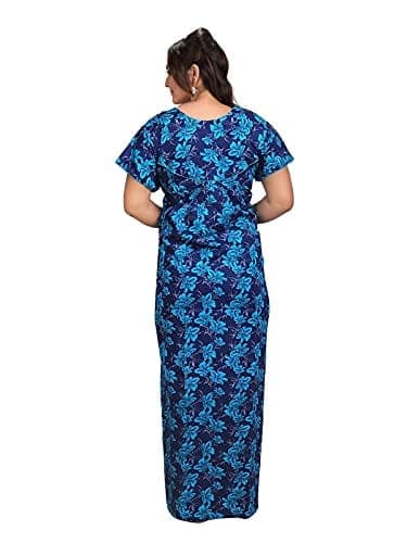 VALENCIA SLEEPWEAR Women's Pure Cotton Printed Maxi Nighty with Pocket Nightdress Night Suit Gown for Women and Girls Nightwear Female for Regular Use Nightgown Free Size view 5