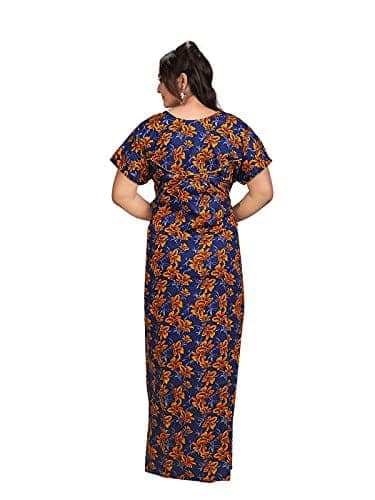 VALENCIA SLEEPWEAR Women's Pure Cotton Printed Maxi Nighty with Pocket Nightdress Night Suit Gown for Women and Girls Nightwear Female for Regular Use Nightgown Free Size view 7