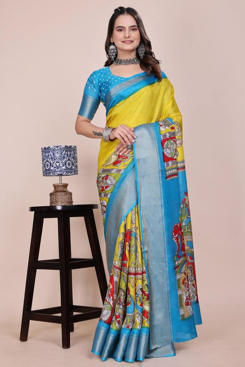 Dola Silk Kalamkari Saree