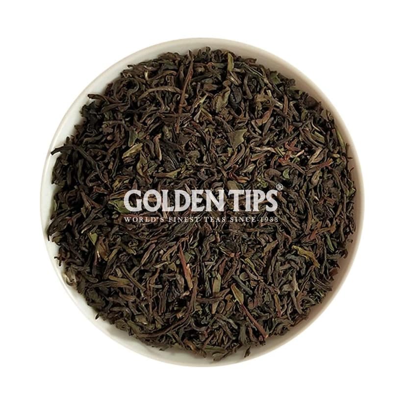 Golden Tips Healthy/Natural and Organic Rare First Flush Darjeeling Tea with Zardosi Work on Velvet Pouch in Pinewood Box (100 Gram, 50 Cups) view 4