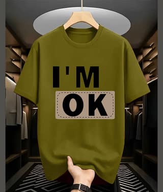AOOSH Men Cotton Blend Oversized Fit Printed T-Shirt ( Mustard )