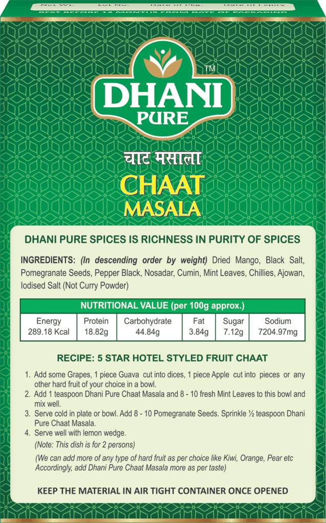 Dhani Pure Chaat Masala Box, 100g view 2
