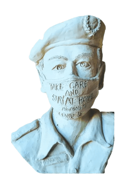 Take Care and Stay at Home Against COVID-19 Statue 3 Feet view 2