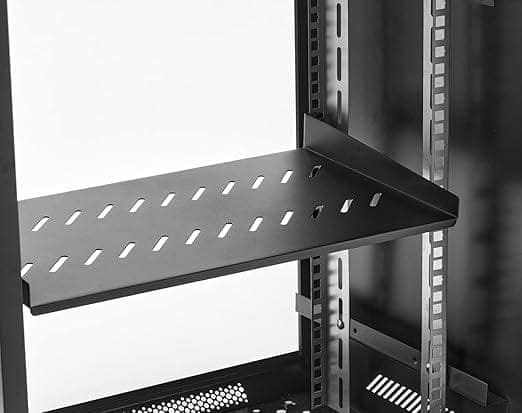 1U 19 Inch Universal Rack Mount Half Tray | Vented Cantilever Shelf for Half-Rack Equipment | Supports Non-Rack & Half-Rack Width Devices | Metal Construction | Network Cabinet Accessory (Off White Color) view 2