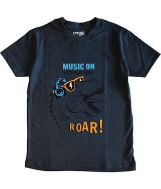 ETCHED DESIGN Pack of 1 Boys Cotton T-Shirt ( Navy Blue )