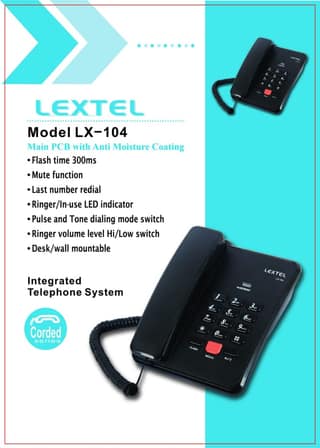 Lextel LX-104 Landline Corded Basic Telephone