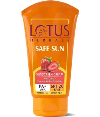 Lotus Herbals Safe Sun Sunscreen Cream , Spf 20 Pa+, Sweat & Waterproof, 50G