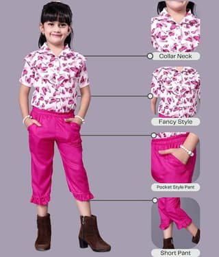 Aarya Designer Pack of 1 Girls Crepe Shirt ( Pink )