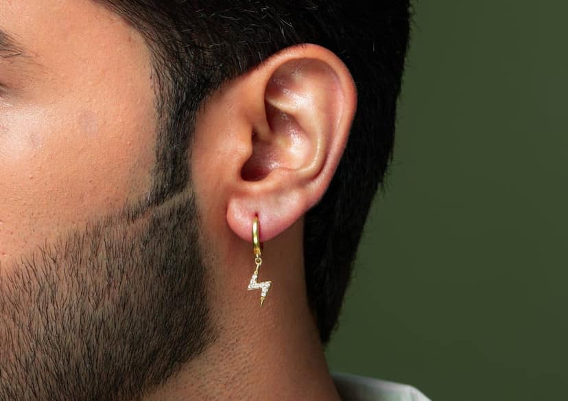 Lightning Bolt Drop Earring For Men (1 Pc Only) view 3