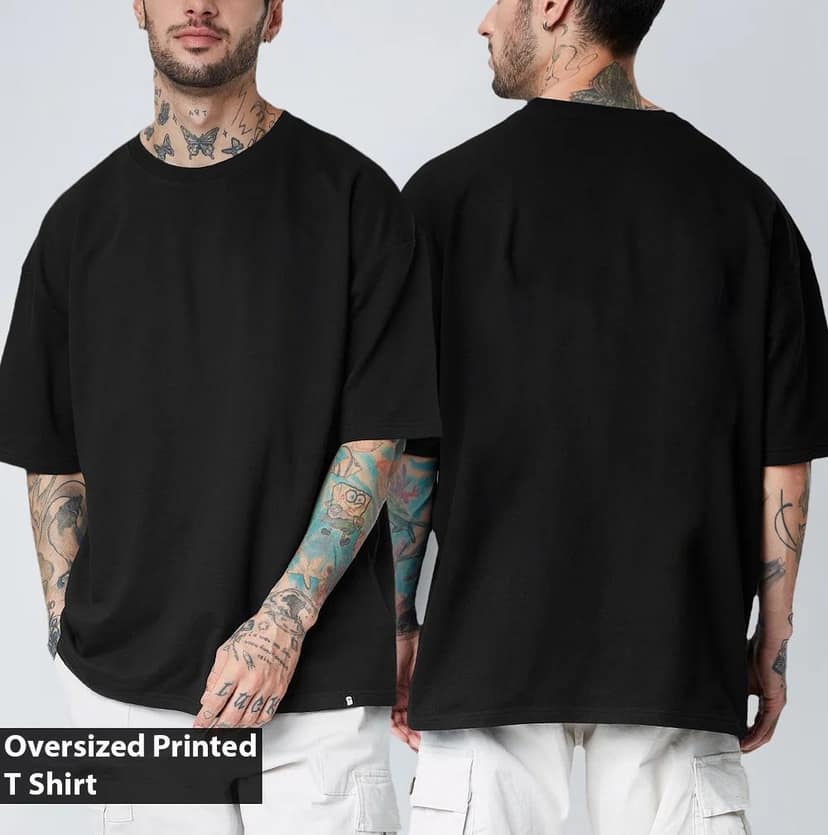 SCOTT FINCHER Men's Black Oversized T-Shirt | Streetwear Hip Hop Style | Loose Fit Casual Top : AA(PARN)BLACK view 3