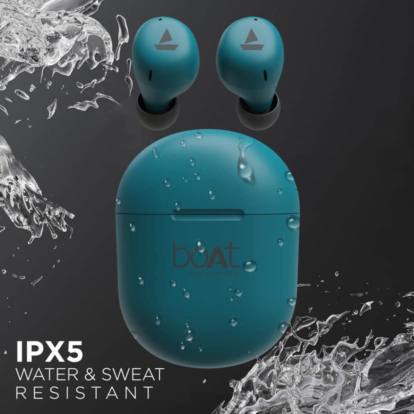 boAt Airdopes 381 | Bluetooth In-Ear Wireless Earbuds with 7mm Rhythmic Dynamic Drivers, Nonstop Music UpTo 20 Hours Teal Blue view 4