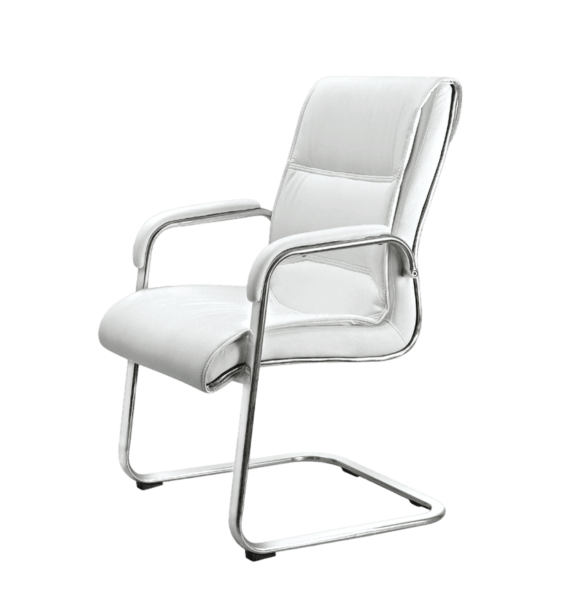Kantva Premium White Visitor Office Chair with Cushioned Seat and Chrome Frame