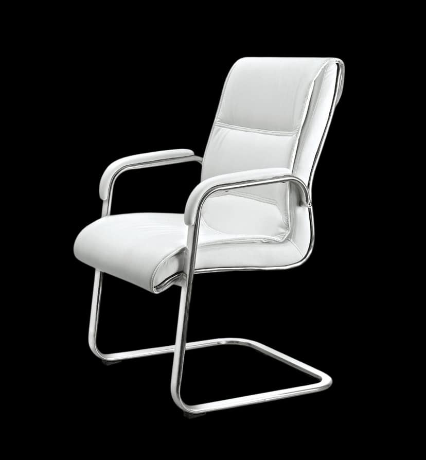 Kantva Premium White Visitor Office Chair with Cushioned Seat and Chrome Frame view 4