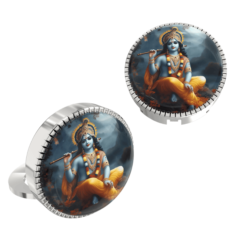 The Smart Buttons - Shirt Button Cover Cufflinks for Men - Divine Guardian: Vishnu Elegance view 2
